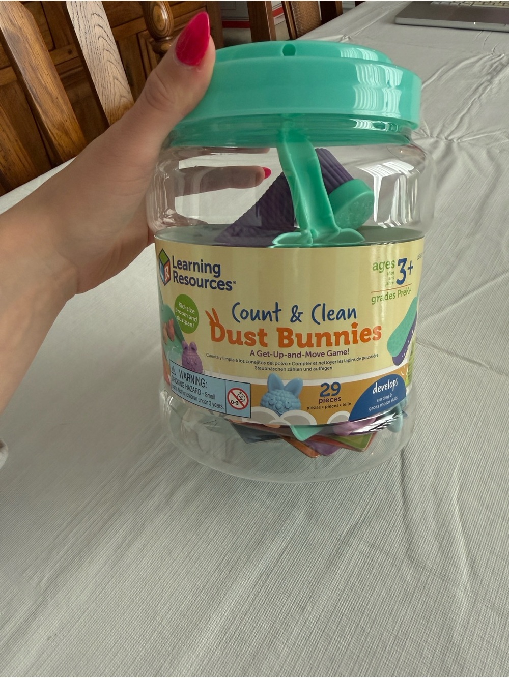 Learning Resources Count & Clean Dust Bunnies Toy - Aqua Lid